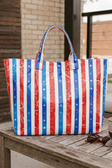 Light Pink Cowboy Western Pattern Vinyl Glossy Tote Bag