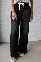 Blue Acid Wash Contrast Lace-up Plus Size Jeans