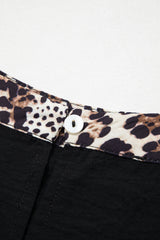 Black Plus Size Leopard Patchwork Round Neck Loose Tee