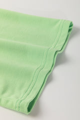 Meadow Mist Green Plus Size V Neck Drop Shoulder Tee Loose Shorts 2pcs Outfit