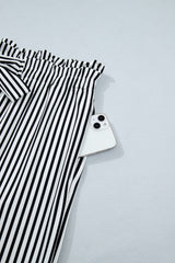 Black Stripe Plus Size Loose Straight Casual Pants