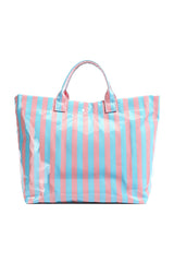 Blackish Green Glossy Striped Vinyl Large Tote Bag