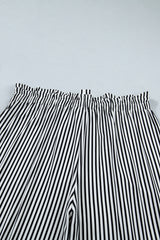 Black Stripe Plus Size Loose Straight Casual Pants