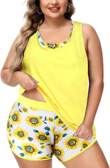 NIeyook Women Plus Size 3 Piece Tankini Swimsuits Athletic Bathing Suits with Boy Shorts Tank Top with Sports Bra