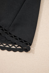 Black Plus Size Frilled Elastic Waist Lace Trim Boho Ruffled Shorts