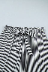 Black Stripe Plus Size Loose Straight Casual Pants