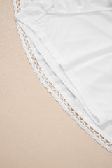 White Plus Size Frilled Elastic Waist Lace Trim Boho Ruffled Shorts