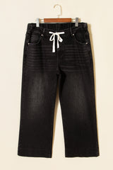Blue Acid Wash Contrast Lace-up Plus Size Jeans