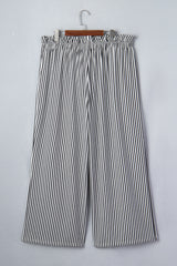 Black Stripe Plus Size Loose Straight Casual Pants