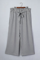Black Stripe Plus Size Loose Straight Casual Pants