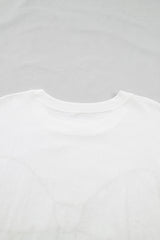 White Plus Size Leopard Bow Embroidered Patch Casual T Shirt